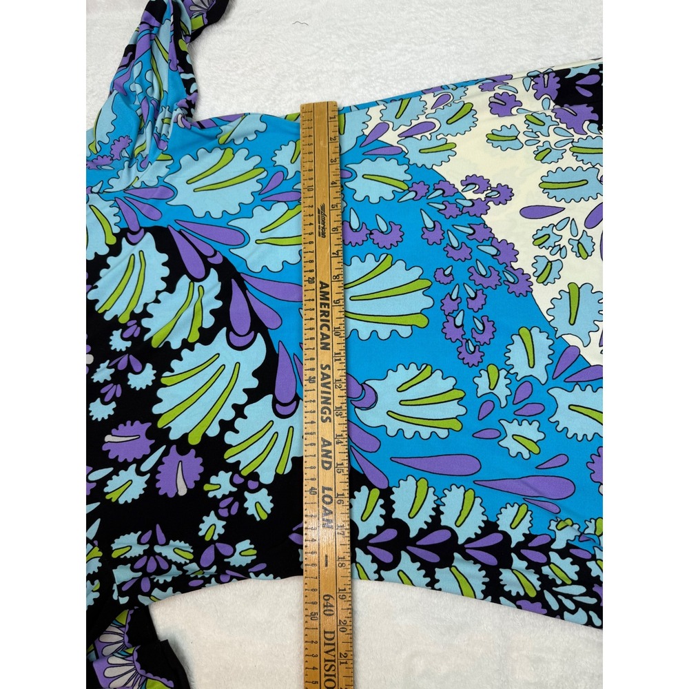 Dressbarn Womens Blue Purple Floral Paisley Shift Dress Size 16 3/4 Sleeve - Picture 8 of 9